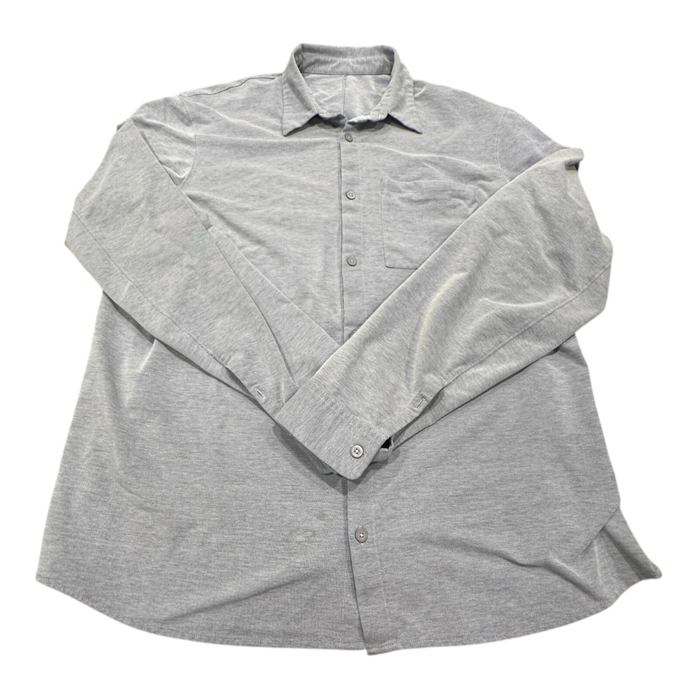 Lululemon‎ Commission Shirt Mens Large Blue Gray Long Sleeve Button Down Stretch
